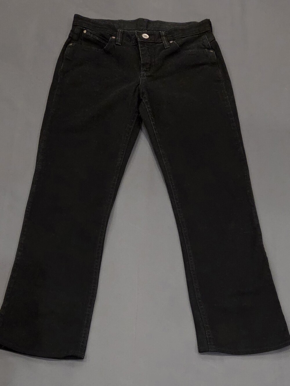 Wrangler Q-Baby Bootcut Jeans Size 5/6 x 32 Black Mid Rise Stretch Denim